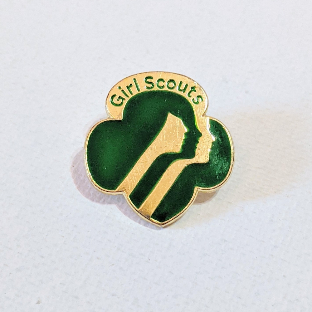 Girl Scouts pin gold and green